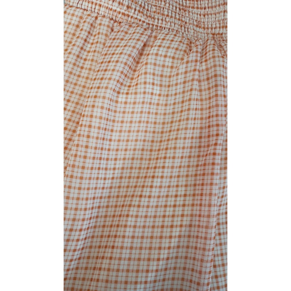 LC Lauren Conrad Peach Orange White Gingham Cottagecore Chiffon Dress Large - Picture 13 of 14